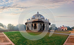 Isa Khan`s Tomb in the morning light of Delhi, India
