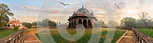 Isa Khan`s Tomb Panorama, Humayun`s Tomb Complex, India, Delhi