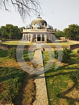 Isa Khan`s tomb was built during his lifetime ca 1547-48 AD. It is situated near the site of the Mughal Emperor Hu