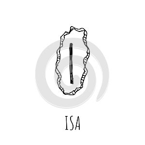 Isa rune written on a stone. Vector illustration. Isolated on white