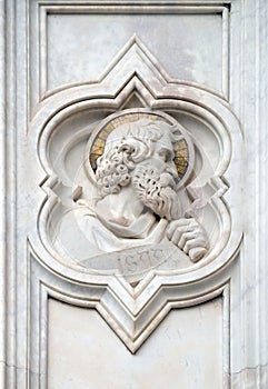 Isaac, relief on the facade of Basilica of Santa Croce in Florence