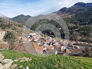 Isaba, view from the viewpoint of the town in the valley of Roncal Navarra photo