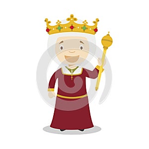 Isabella I of Castile The Catholic cartoon character. Vector Illustration photo