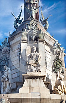 Isabella Statue Columbus Monument Barcelona Spain