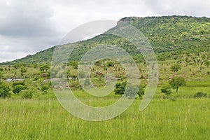 Isandlwana hill or Sphinx , the scene of the Anglo Zulu battle site of January 22, 1879. The great Battlefield of Isandlwana and photo