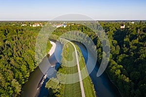 Isar River flowing into Munich