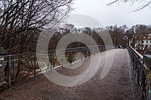 Isar River passing through Munich and the cityscape around the riverbank, Germany