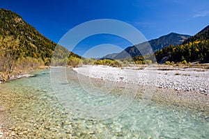 Isartal river in german alps