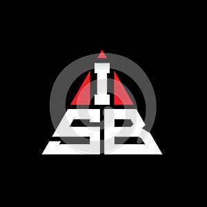 ISB triangle letter logo design with triangle shape. ISB triangle logo design monogram. ISB triangle vector logo template with red