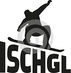 Ischgl snowboarder silhouette