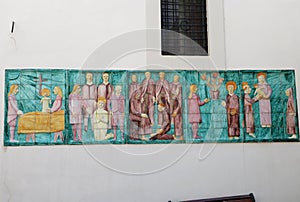 Ischia - Pannello maiolicato sulla facciata laterale della Chiesa dello Spirito Santo photo