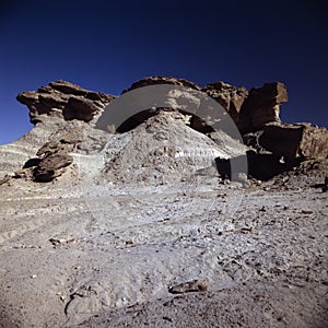 Ischigualasto rock formations in Valle de la Luna, moon valley san juan providence Argentina