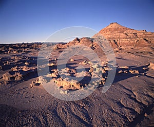 Ischigualasto rock formations in Valle de la Luna, moon valley san juan providence Argentina