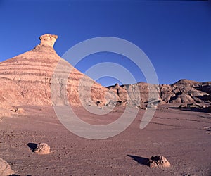 Ischigualasto rock formations in Valle de la Luna, moon valley san juan providence Argentina