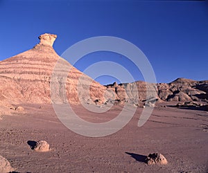 Ischigualasto rock formations in Valle de la Luna, moon valley san juan providence Argentina photo