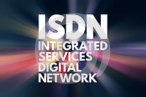 ISDN - Integrated Services Digital Network acronym, technology concept background