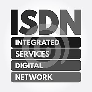 ISDN - Integrated Services Digital Network acronym, technology concept background