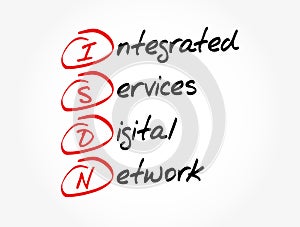 ISDN - Integrated Services Digital Network acronym, technology concept background