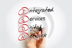 ISDN Integrated Services Digital Network - set of communication standards for simultaneous digital transmission of data over the