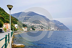 Iseo Lake and the commune of Predore in autumn