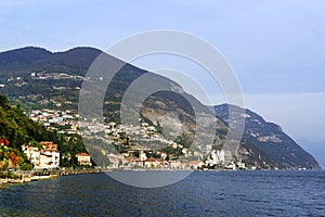 Iseo Lake and the commune of Predore in autumn