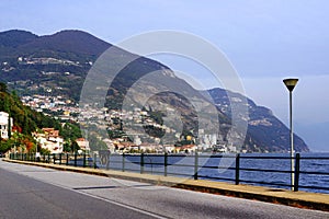 Iseo Lake and the commune of Predore in autumn