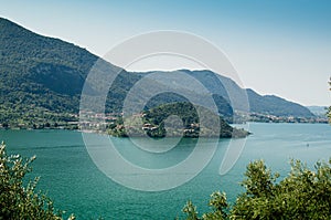 Iseo lake and hills, Lombardy, Italy