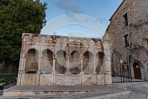 Isernia, Molise. The "Fraternal Fountain" is an elegant public fountain, as well as a symbol, of the city of Isernia.