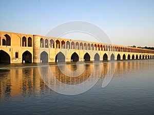 Isfahan bridge at dusk in Iran