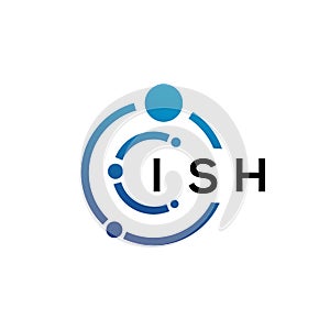 ISH letter technology logo design on white background. ISH creative initials letter IT logo concept. ISH letter design