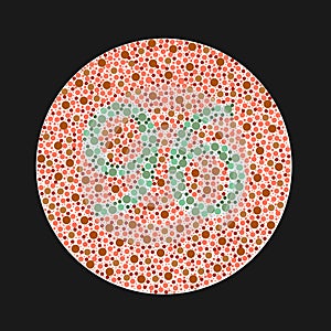 Ishihara test for color blindness. Color blind test. Green number 96 for colorblind people. Vector illustration. photo
