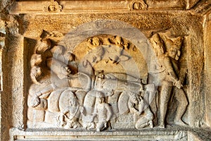 Ishwara cave temple stone ancient carvings, Mahabalipuram, Tondaimandalam region, Tamil Nadu, South India