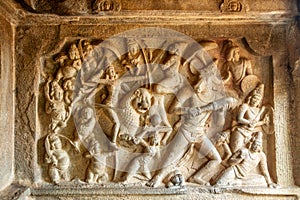 Ishwara cave temple stone ancient carvings, Mahabalipuram, Tondaimandalam region, Tamil Nadu, South India