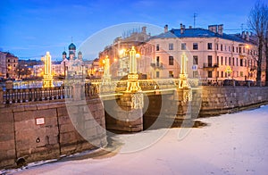 Isidorovskaya Church and Pikalov Bridge in St. Petersburg