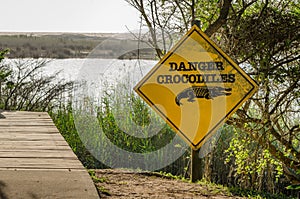 Isimangaliso wetland, danger crocodiles attention sign photo