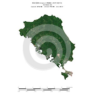 Isla Colon. Panama. Shape on white. Satellite, October 29, 2022 photo
