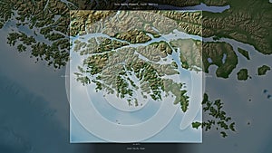 Isla Hoste Stewart, Chile, highlighted and labelled. Physical photo