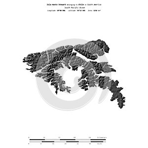 Isla Hoste Stewart. Chile. Shape on white. Bilevel photo