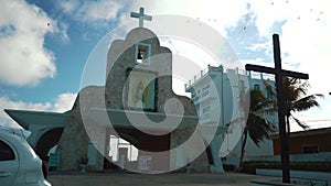 Isla Mujeres Church. Blue sky and sunny day. Mexico
