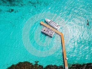 An aerial view of Isla Mujeres in Cancun, Mexico photo