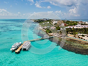An aerial view of Isla Mujeres in Cancun, Mexico photo