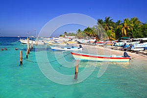 Isla Mujeres Mexico boats turquoise Caribbean sea photo