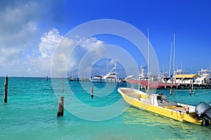 Isla Mujeres Mexico boats turquoise Caribbean sea photo