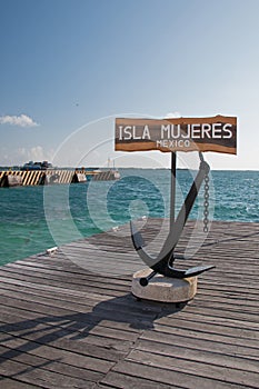 Isla Mujeres Welcome Anchor / Sign on ferry dock