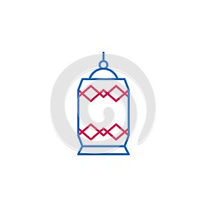 Islam, arabian lantern 2 colored line icon. Simple blue and red element illustration. Islam, arabian lantern concept outline