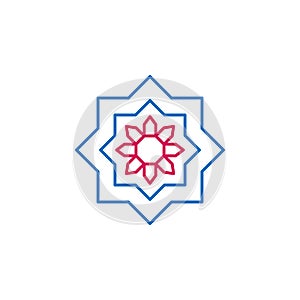 Islam, arabic art 2 colored line icon. Simple blue and red element illustration. Islam, arabic art concept outline symbol design