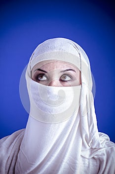 Islam, Beautiful arabic woman with traditional veil on her face,