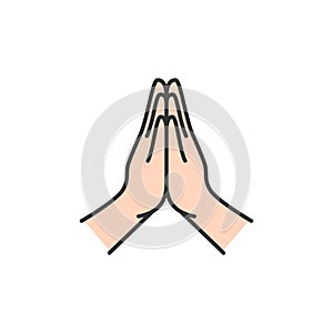 Islam Forgive hand symbol. Simple monoline icon style for muslim ramadan and eid al fitr celebration