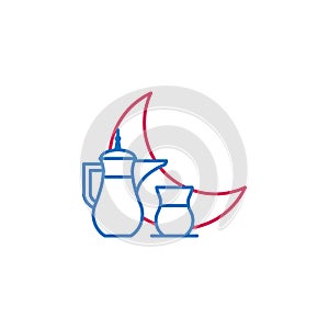 Islam, islamic Ramadan 2 colored line icon. Simple blue and red element illustration. Islam, islamic Ramadan concept outline