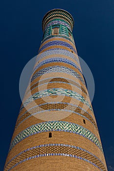 Islam Khoja minaret in the old town of Khiva, Uzbekist